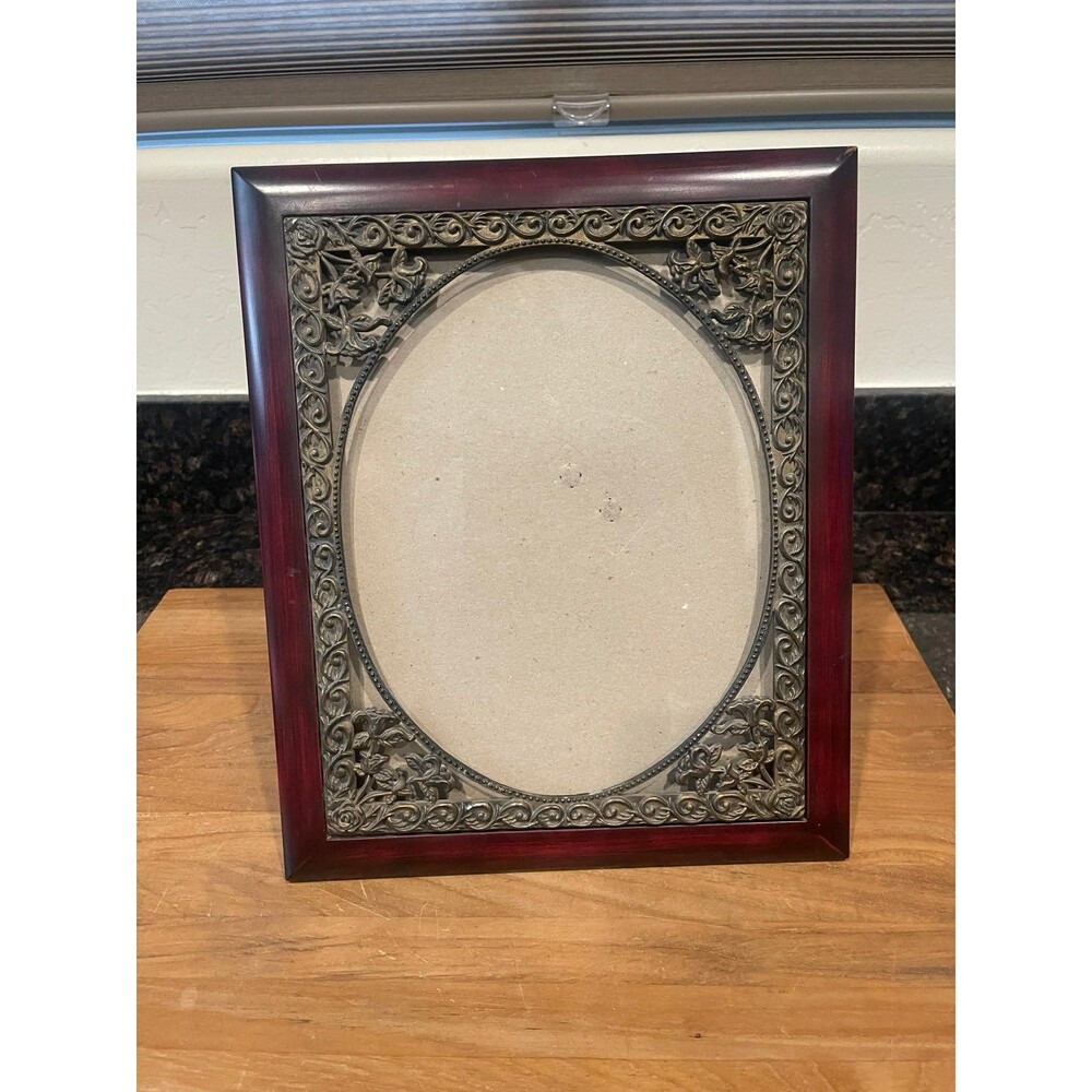 Frames With Burgundy Frame and brass colored pewter mat